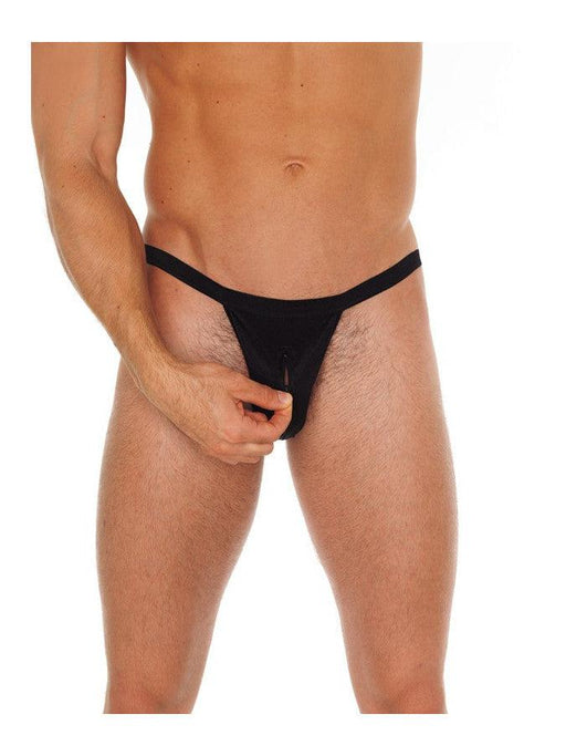 Amorable - Tanga erótica para hombre - Cremallera en la parte delantera - Negro - Talla única - Erotiekvoordeel.nl