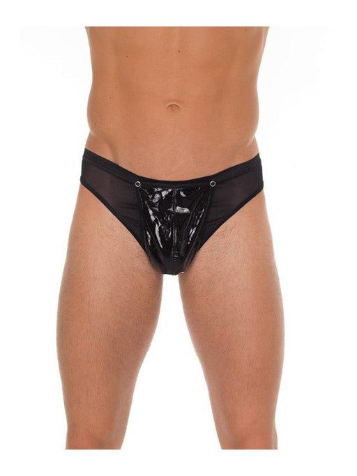 Amorable - Tanga erótica de cuero lacado para hombre - Negra - Talla única - Erotiekvoordeel.nl