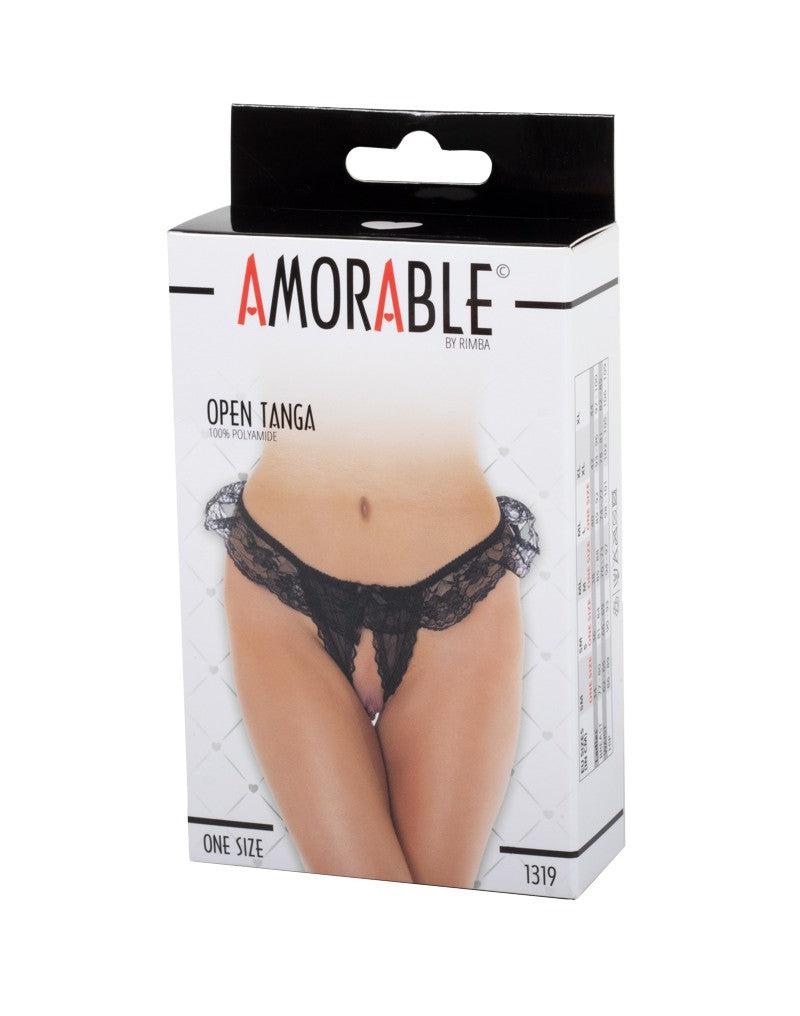 Amorable - Erotyczne Stringi - Burleskowe Anga Z Otwartym Krokiem - Czarne - Jeden Rozmiar - Erotiekvoordeel.nl