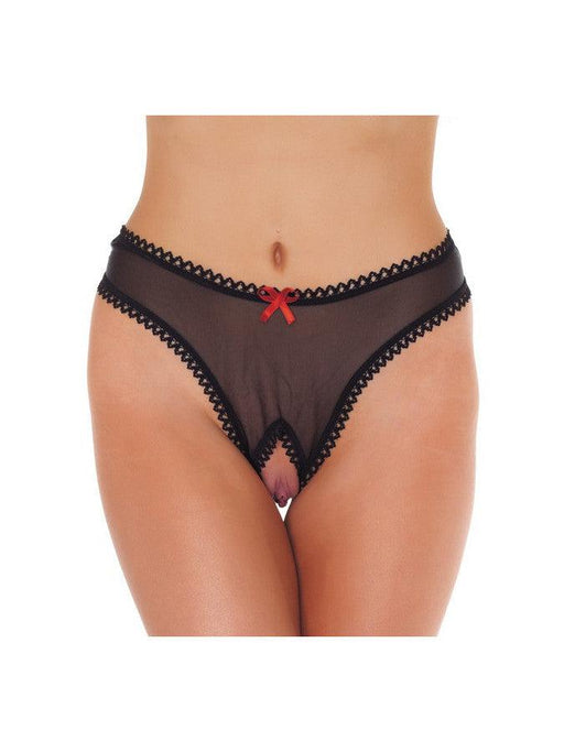 Amorable - Tanga - Tanga transparente con abertura en la entrepierna - Negro - Talla única - Erotiekvoordeel.nl