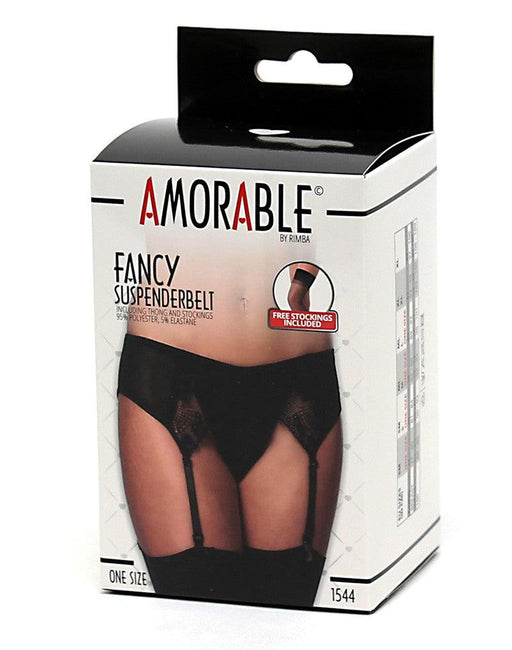 Amorable - Gladde Jarretelgordel Met Kanten Detail - Zwart-Erotiekvoordeel.nl