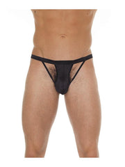 Amorable - String pour homme - Détails ajourés à l'avant - Taille unique - Noir-Erotiekvoordeel.nl