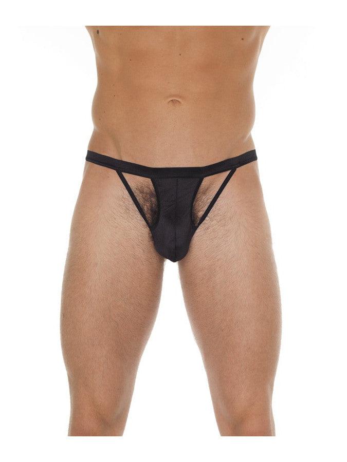 Amorable - String pour homme - Détails ajourés à l'avant - Taille unique - Noir-Erotiekvoordeel.nl