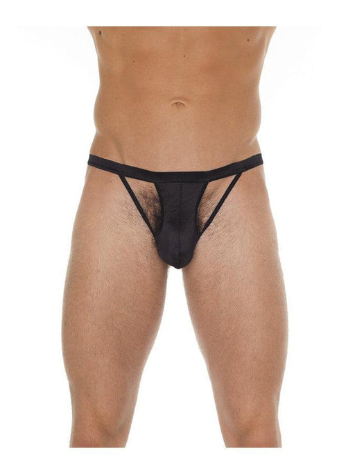 Amorable - Tanga para hombre - Detalles calados en la parte delantera - Talla única - Negro - Erotiekvoordeel.nl