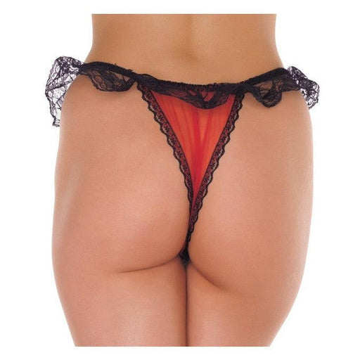Amorable - Perizoma aperto - Tanga burlesque con cavallo aperto - Rosso/Nero - Taglia unica - Erotiekvoordeel.nl