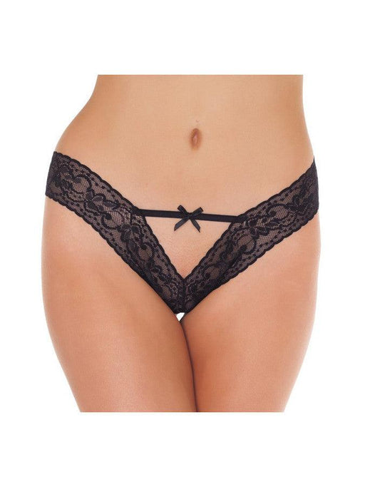 Amorable - Majtki V-shape z paseczkami i kokardką - czarne-Erotiekvoordeel.nl