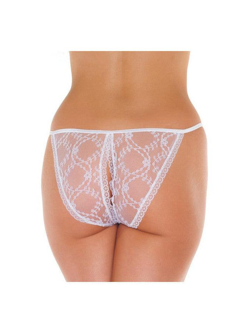 Amorable - Slip Tanga in Pizzo con Apertura Centrale - Bianco - Erotiekvoordeel.nl