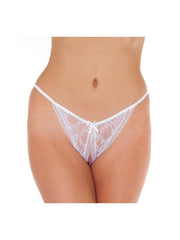 Amorable - Slip Tanga in Pizzo con Apertura Centrale - Bianco - Erotiekvoordeel.nl