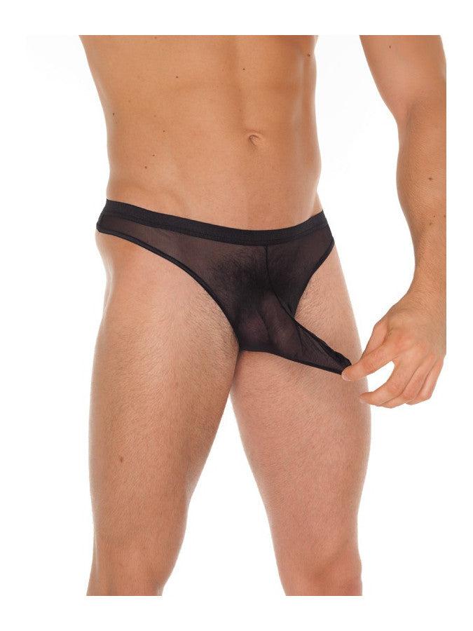 Amorable - Slip transparent pour homme avec gaine pénienne - Noir - Taille unique - Polyamide - Erotiekvoordeel.nl