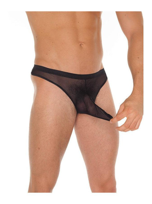 Amorable - Sheer Men's Briefs With Penis Sleeve - Black - One Size - Polyamide - Erotiekvoordeel.nl