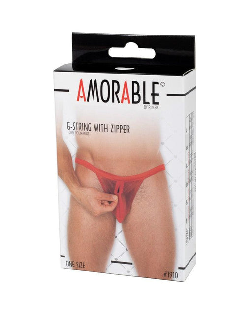 Amorable - Sheer Red Men's Thong With Zipper - One Size-Erotiekvoordeel.nl
