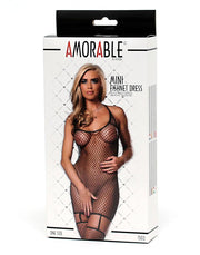 Amorable - Miniabito a rete con calze - Nero/Argento - Erotiekvoordeel.nl
