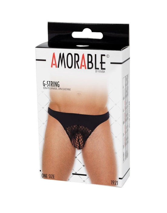 Amorable by Rimba - Erotische String - Zwarte Heren String Met Visnet Aan Voorzijde - Mannen Slip - Tanga Voor Mannen - One Size-Erotiekvoordeel.nl