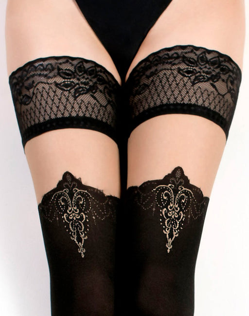 Calze autoreggenti Ballerina Fantasy Elegant Baroque - 50/20 denari - Nero - Erotiekvoordeel.nl