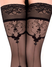 Ballerina Fantasy Halter-Strümpfe Ornament - 20 Denier - Schwarz - Erotiekvoordeel.nl