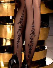 Ballerina Fantasy Tights Celestial Scroll - 20 Denier - Zwart-Erotiekvoordeel.nl