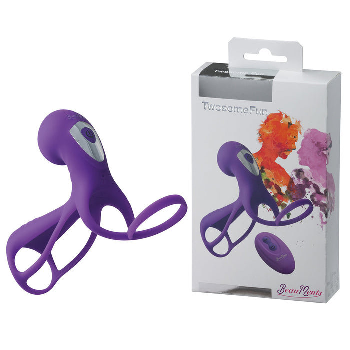 BeauMents - Twosome Fun - Vibrerende Cockring Met Clitoris Stimulator - Paars-Erotiekvoordeel.nl