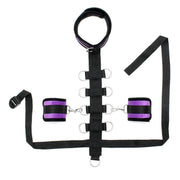 Rimba - Bondage collar Met Bondageriem Met Ringen En Losse Boeien - Zwart/Paars-Erotiekvoordeel.nl