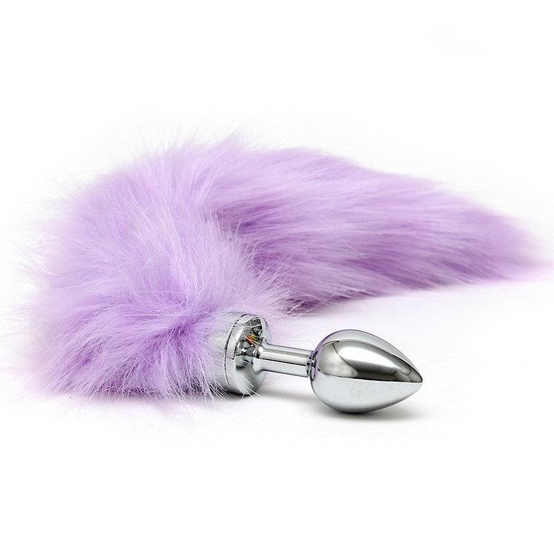 Rimba - Buttplug RVS Klein Met Vossenstaart - Lila-Erotiekvoordeel.nl