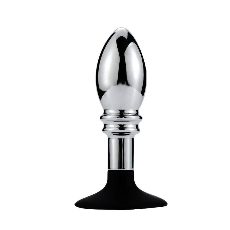 Buttplug Aluminium Met bal En ribbels En Zuignap-Erotiekvoordeel.nl