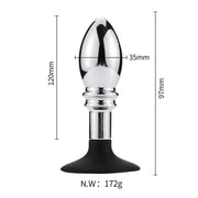 Buttplug Aluminium Met bal En ribbels En Zuignap-Erotiekvoordeel.nl