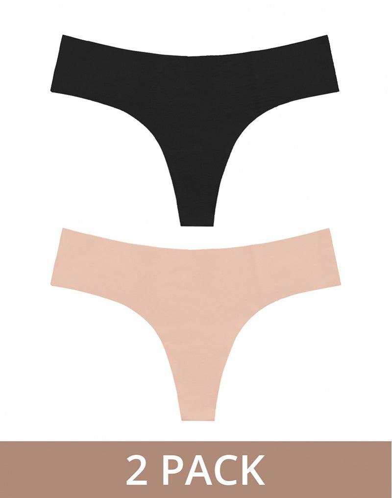 Bye Bra - Perizoma invisibile - Confezione da 2 - Nude e Nero - Erotiekvoordeel.nl