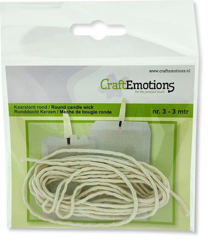 CraftEmotions - Kaarsen Lont Voor Kaarsen met ø 20-30 mm - Kaarsen Maken - Rond Ongebleekt nr. 3-Erotiekvoordeel.nl