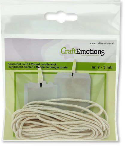 CraftEmotions - Kaarsen Lont Voor Kaarsen met ø 40-55 mm - Kaarsen Maken - Rond Ongebleekt nr. 7-Erotiekvoordeel.nl