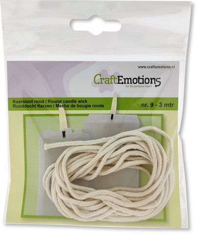 CraftEmotions - Kaarsen Lont Voor Kaarsen met ø 50-65 mm - Kaarsen Maken - Rond Ongebleekt nr. 9-Erotiekvoordeel.nl