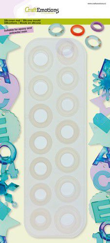 CraftEmotions - Siliconen mal - Epoxy Resin Gieten - 14 ringen rond - facet - 8x26 cm-Erotiekvoordeel.nl