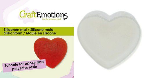 CraftEmotions - Siliconen mal - Epoxy Resin Jesmonite Gieten - Hart - 7,5x7 cm-Erotiekvoordeel.nl