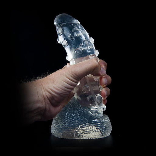 Dark Crystal - Dildo Met Noppen 22 x 5 cm - Transparant-Erotiekvoordeel.nl