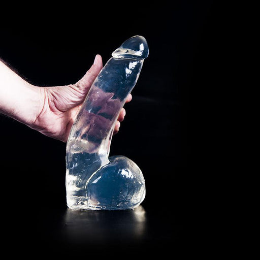 Dark Crystal - Dildo Met Balzak 28 x 6,7 cm - Transparant-Erotiekvoordeel.nl