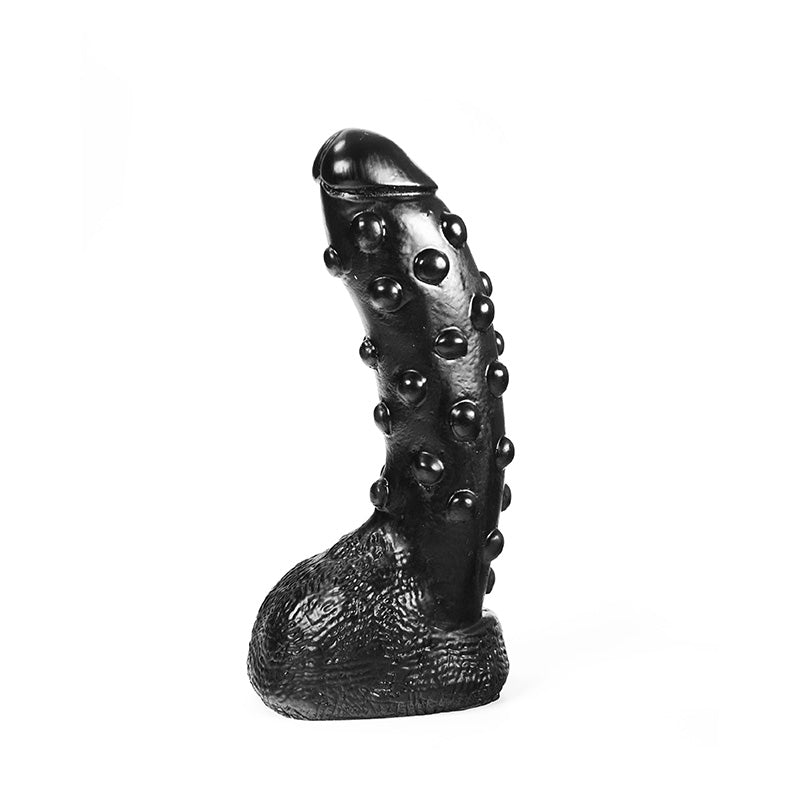 Dark Crystal - Dildo Met Noppen - 22 x 5 cm - Zwart-Erotiekvoordeel.nl