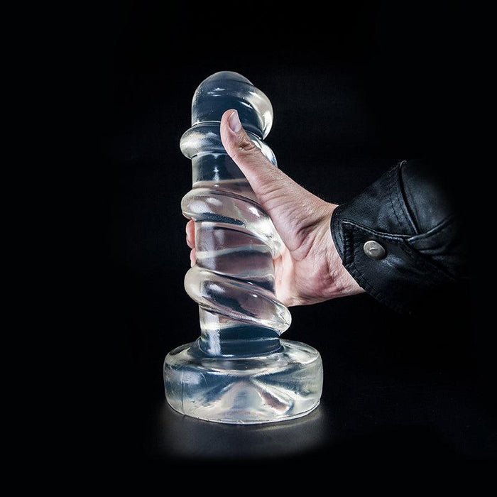 Dark Crystal - Extra Grote Geribbelde Anaal Dildo 27,5 x 7,3 cm - Transparant-Erotiekvoordeel.nl