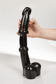 Dark Crystal - Dildo Met Ribbels - 34 x 5,2 cm - Zwart-Erotiekvoordeel.nl