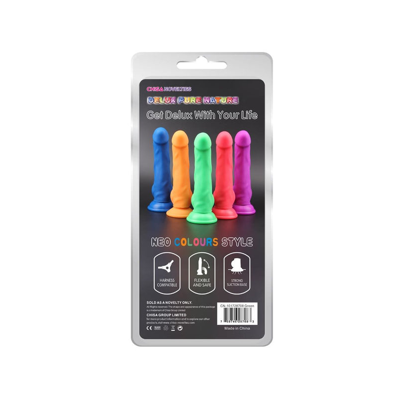 DeLuxe Pure Nature Neo Colours - Siliconen Dildo - 23 x 4.1 cm - Groen-Erotiekvoordeel.nl