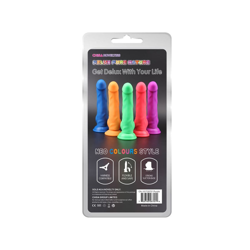 DeLuxe Pure Nature Neo Colours - Siliconen Dildo - 23 x 4.1 cm - Paars-Erotiekvoordeel.nl