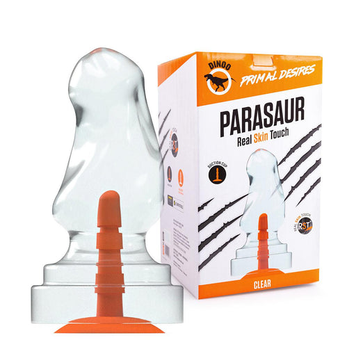 Dinoo Primal Desires - Parasaur - Large Dildo With Suction Cup - Transparent-Erotiekvoordeel.nl