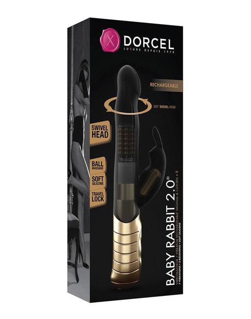 Dorcel - Baby 2.0 - Vibratore Rabbit - Nero/Oro-Erotiekvoordeel.nl