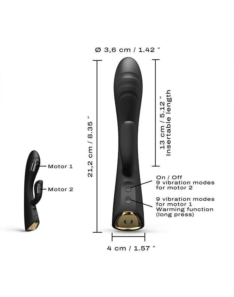 Dorcel - Flexi Rabbit - Heated Rabbit Vibrator - Black-Erotiekvoordeel.nl