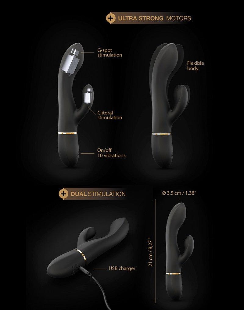 Dorcel - Glam Rabbit - Vibratore Rabbit flessibile - Nero-Erotiekvoordeel.nl