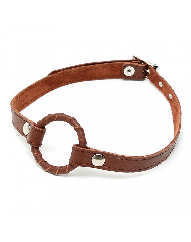 Rimba - Gag Met O-ring Leer - Bruin-Erotiekvoordeel.nl