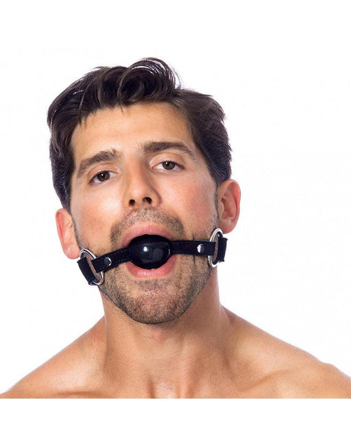 Rimba - Gag/mondknevel Van Leer Met Siliconen bal - Zwart-Erotiekvoordeel.nl