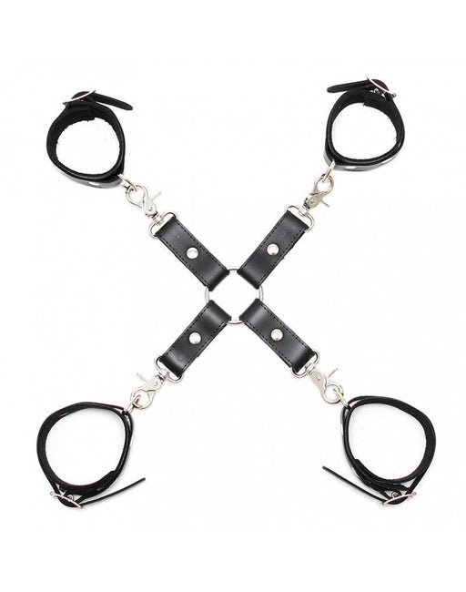 Rimba - Hogtie Boeienset Met handboeien, voetboeien En hogtie-verbindingsset - Zwart-Erotiekvoordeel.nl