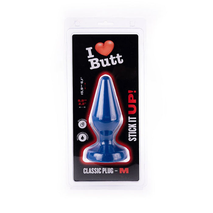I ♥ Butt - Klassieke Buttplug - M - Blauw-Erotiekvoordeel.nl