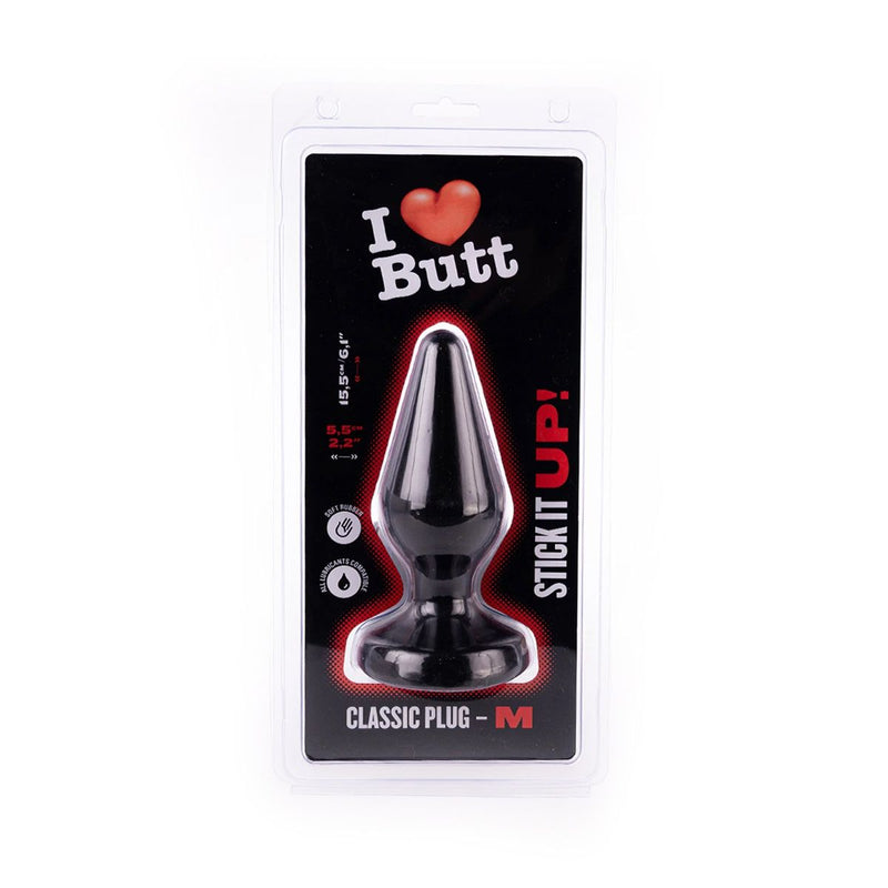 I ♥ Butt - Klassieke Buttplug - M - Zwart-Erotiekvoordeel.nl