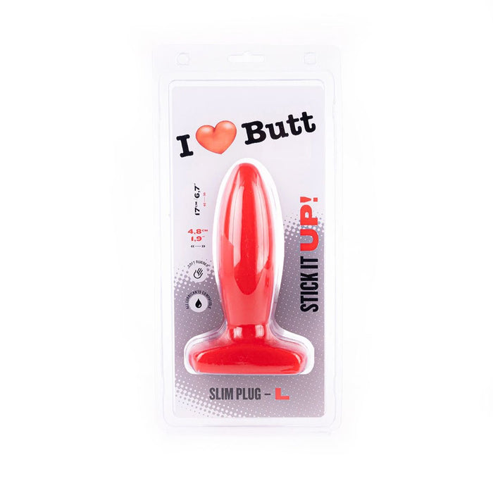 I ♥ Butt - Slanke Buttplug - L - Rood-Erotiekvoordeel.nl