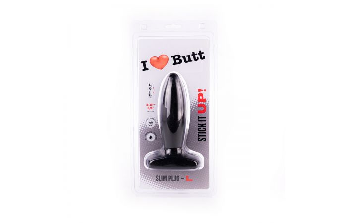 I ♥ Butt - Slanke Buttplug - L - Zwart-Erotiekvoordeel.nl