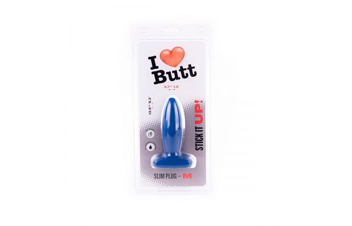 I ♥ Butt - Slanke Buttplug - M - Blauw-Erotiekvoordeel.nl